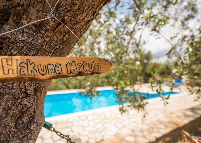 Jaktstuga Hakuna Matata Holidays Agalia With Airco & Pool In Greek Olive Grove